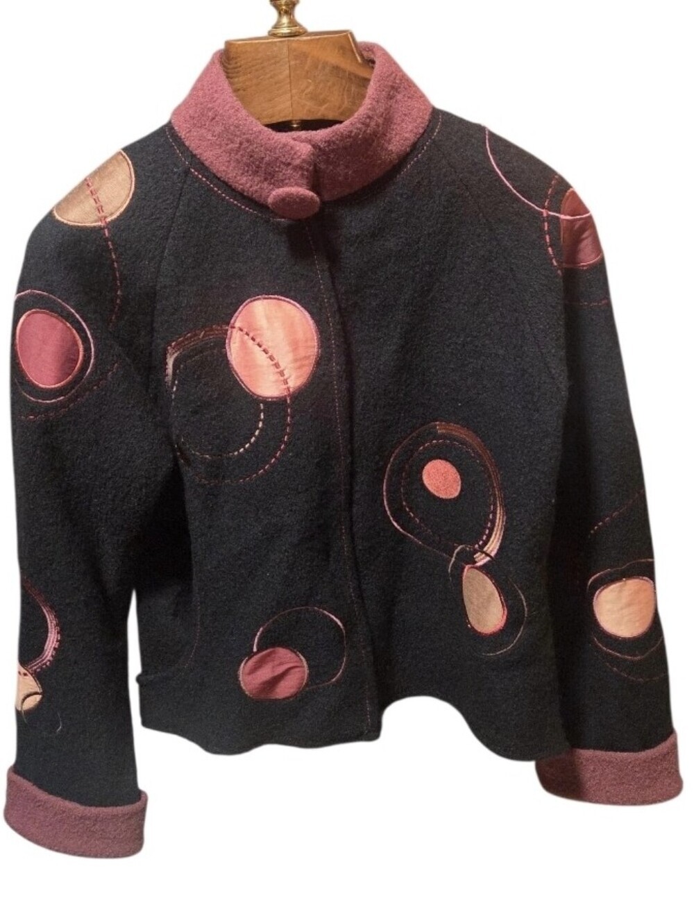 Anthropologie CoVelo Clothing Black Boiled Wool Art-to-Wear Jacket Sweater Large